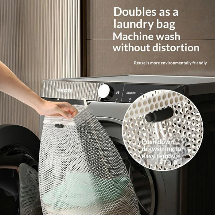 2-Compartment Foldable Wall Mounted Laundry Basket Suction Cup No Drill Dirty Clothes Hamper for Bathroom - White - 4