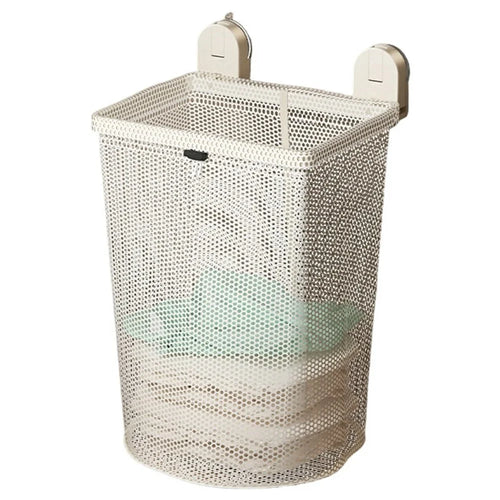 Wall-Mounted Bathroom Laundry Basket Foldable Suction Cup No Drill Dirty Clothes Hamper - White - 1