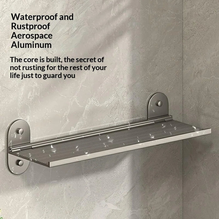 30x12x7cm Bathroom Aluminum Folding Wall Shelf No-Punch 90 Degree Foldable Storage Rack for Toilet Kitchen - 5