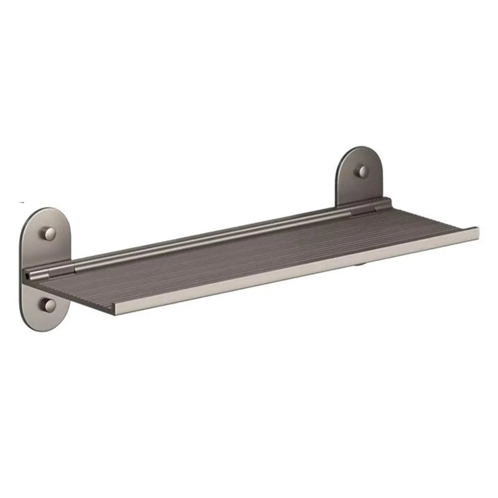 50x12x7cm Bathroom Aluminum Folding Wall Shelf No-Punch 90 Degree Foldable Storage Rack for Toilet Kitchen - 1