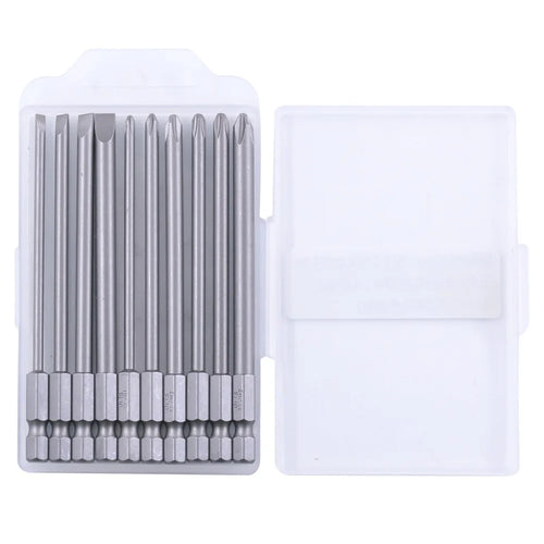 10PCS Hex Screwdriver Bit Heads Slotted Phillips Drill Head Set 100mm Length S2 Steel with Magnetic for Power Screwdriver Drill - 1