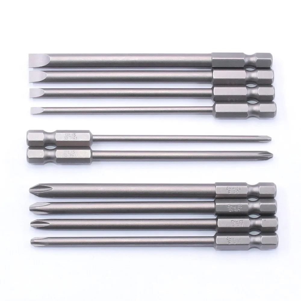 10PCS Hex Screwdriver Bit Heads Slotted Phillips Drill Head Set 100mm Length S2 Steel with Magnetic for Power Screwdriver Drill - 6