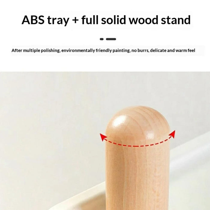 2-Tier Round Style Side Table Mobile Storage Cart Rolling Utility Cart Wood Frame ABS Tray Lockable Wheels Storage Rack for Kitchen Bedroom - 2