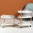 2-Tier Round Style Side Table Mobile Storage Cart Rolling Utility Cart Wood Frame ABS Tray Lockable Wheels Storage Rack for Kitchen Bedroom - 5