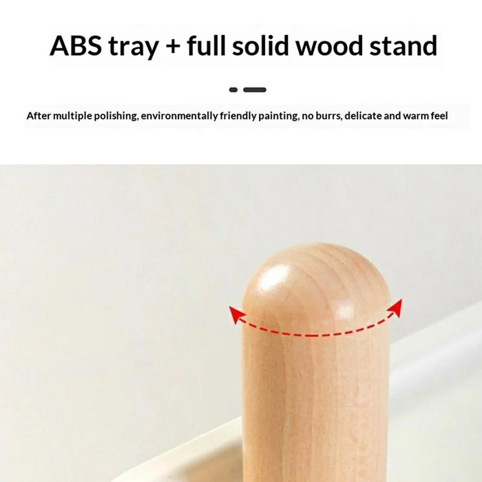 3-Tier Round Style Side Table Mobile Storage Cart Rolling Utility Cart Wood Frame ABS Tray Lockable Wheels Storage Rack for Kitchen Bedroom - 2