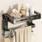 32x17x22cm 2-Tier Suction Cup Bathroom Shelf Foldable Wall Mount Storage Rack with Carbon Steel Towel Bar for Toilet Shower - Gunmetal Grey - 1