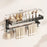 62x17x22cm 2-Tier Suction Cup Bathroom Shelf Foldable Wall Mount Storage Rack with Carbon Steel Towel Bar for Toilet Shower - Gunmetal Grey - 1