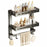 42x17x43cm 3-Tier Suction Cup Bathroom Shelf Foldable Wall Mount Storage Rack with Carbon Steel Towel Bar for Toilet Shower - Gunmetal Grey - 1