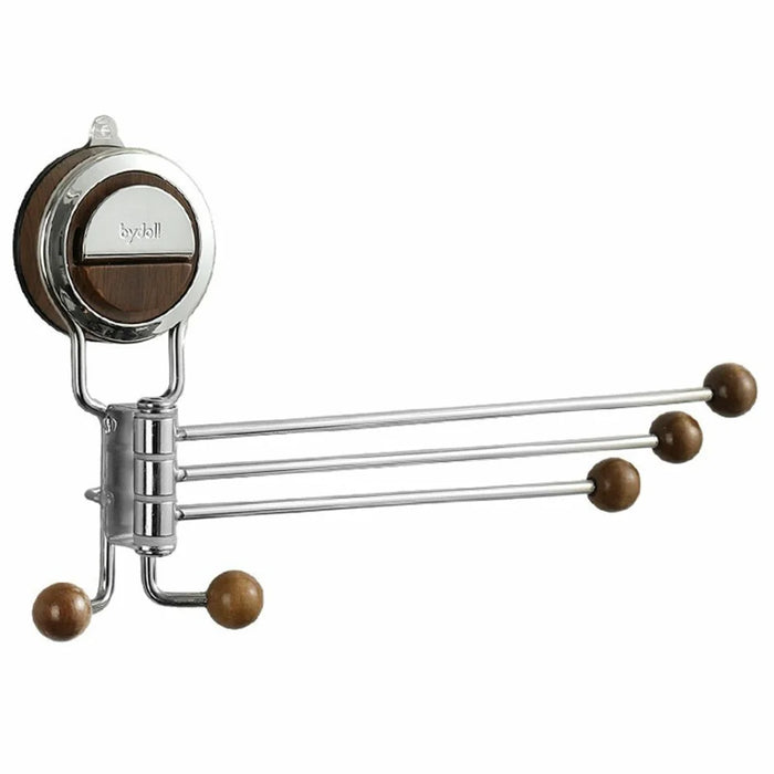 BYDOLL No-Drill Suction Cup Rotating Towel Holder 270 Degree Rotating 3-Rod Wall Mount Storage Rack for Kitchen Bathroom Balconies Entryways - 1