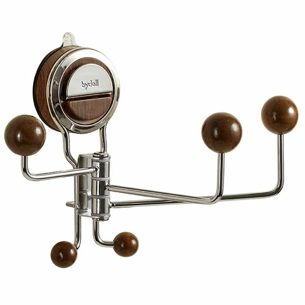 BYDOL Multi Rod Swivel Hook Towel Holder Wall Mount Suction Cup Organizer Storage Rack for Bathroom Kitchen Balconies Entryways - 1