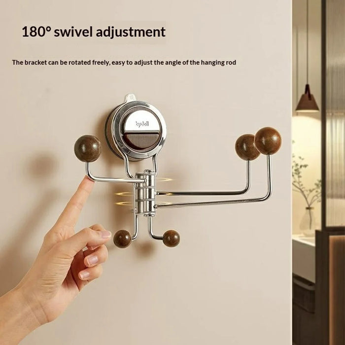 BYDOL Multi Rod Swivel Hook Towel Holder Wall Mount Suction Cup Organizer Storage Rack for Bathroom Kitchen Balconies Entryways - 3
