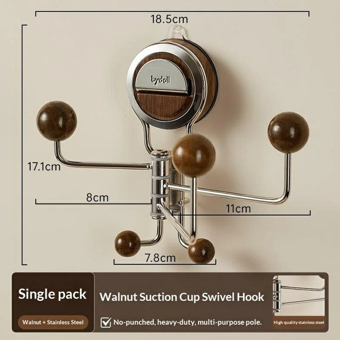 BYDOL Multi Rod Swivel Hook Towel Holder Wall Mount Suction Cup Organizer Storage Rack for Bathroom Kitchen Balconies Entryways - 6
