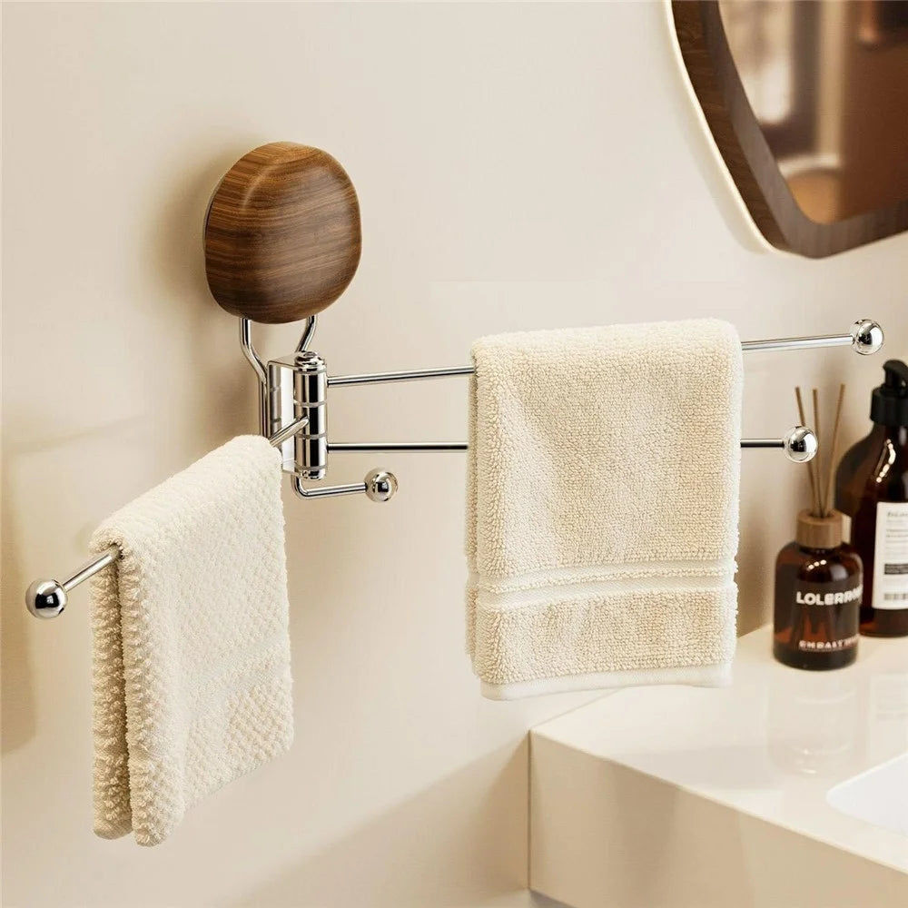 No-Drill Multi-Rod Suction Cup Pebble Rotating Towel Holder Wall Mount 270 Degree Swivel Storage Rack for Bathroom Kitchen Balconies Entryways - 2
