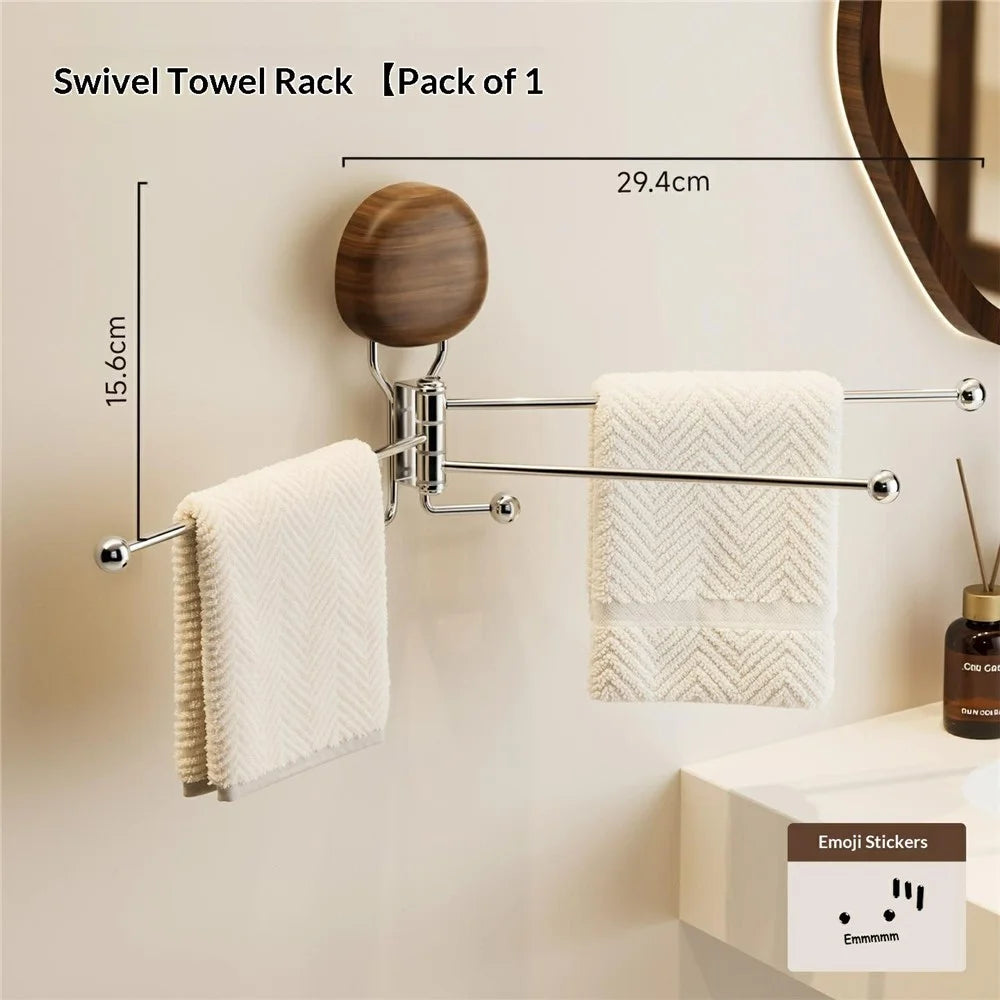 No-Drill Multi-Rod Suction Cup Pebble Rotating Towel Holder Wall Mount 270 Degree Swivel Storage Rack for Bathroom Kitchen Balconies Entryways - 6