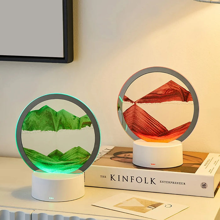 3D Quicksand Table Lamp Dynamic Sand Painting Night Light with Touch Switch Home Decoration - Red - 6