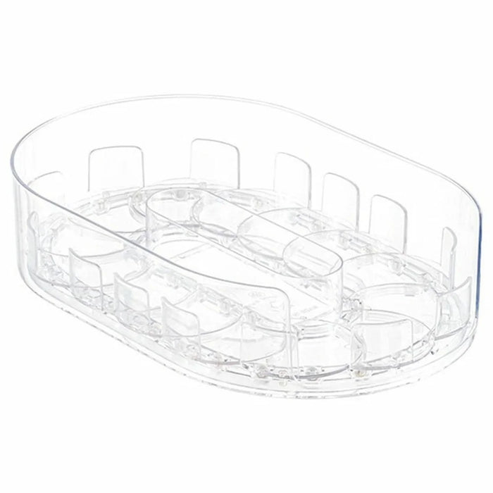 360 Degree Rotating Refrigerator Storage Organizer Tray PET Construction Kitchen Spice Rack for Fridge - Transparent - 1