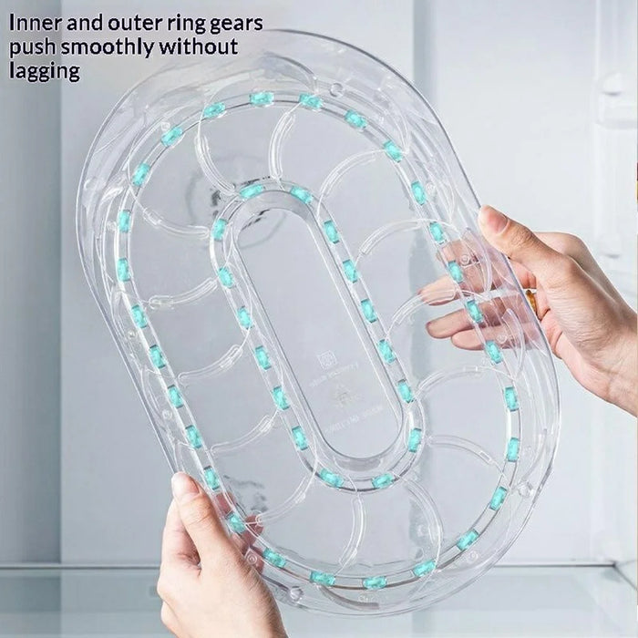 360 Degree Rotating Refrigerator Storage Organizer Tray PET Construction Kitchen Spice Rack for Fridge - Transparent - 4