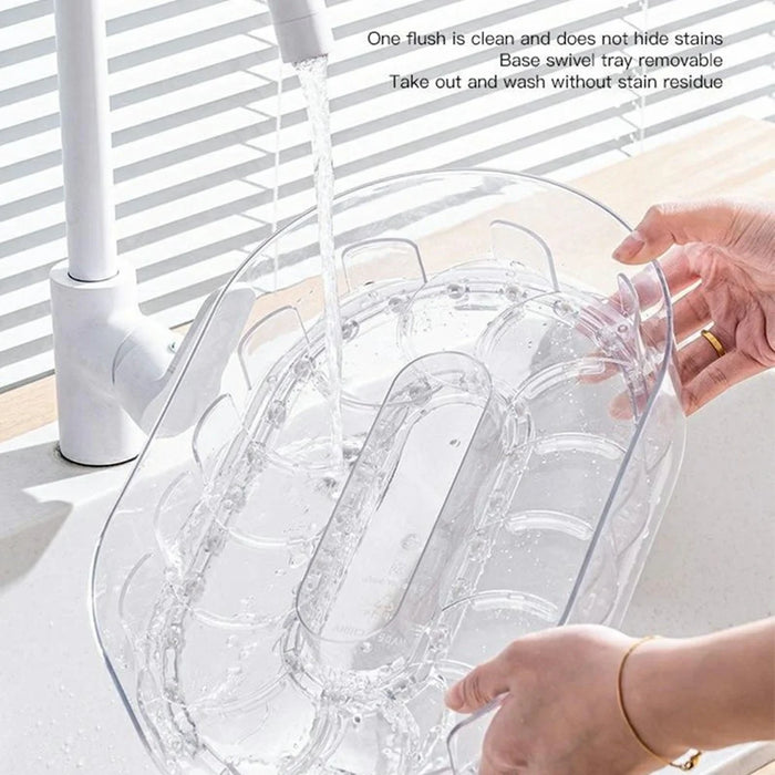 360 Degree Rotating Refrigerator Storage Organizer Tray PET Construction Kitchen Spice Rack for Fridge - Transparent - 5