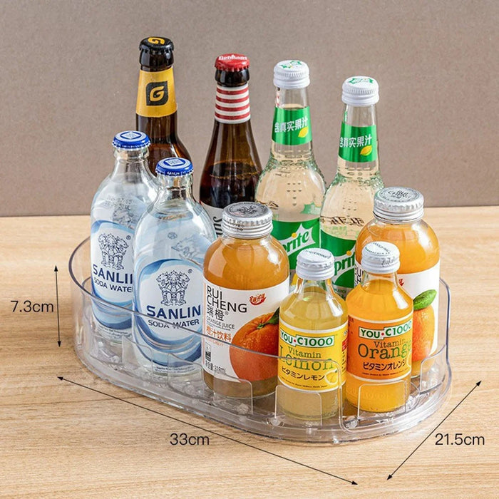 360 Degree Rotating Refrigerator Storage Organizer Tray PET Construction Kitchen Spice Rack for Fridge - Transparent - 6