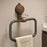 Retro Foldable Walnut Towel Ring Rack 180 Degree Flip No-Drill Suction Cup Aluminum Ring Tower Holder for Bathroom - Black Walnut  /  Black Ring - 1