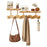 6 Hooks Wavy Wood Wall Mounted Coat Hanging Rack with Storage Shelf No Drill Bamboo Entryway Organizer - Natural Color - 1