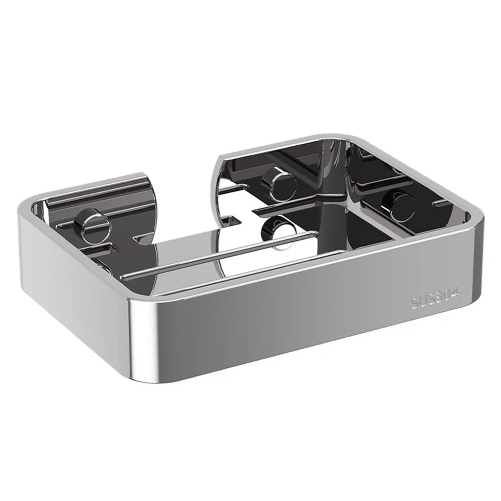 304 Stainless Steel Soap Dish Wall Mounted No Drill Bathroom Organizer Drain Soap Holder - 1