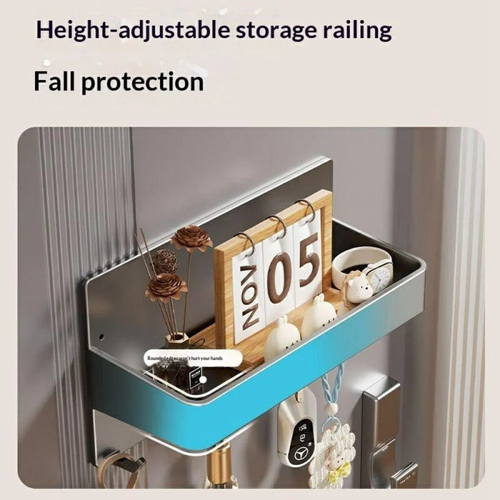 Magnetic Entry Door Hook Rack No Drill Kitchen Refrigerator Side Storage Organizer with 5 Hooks - Gunmetal Grey - 3