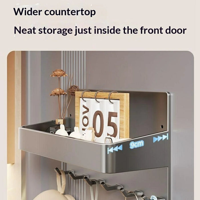 Magnetic Entry Door Hook Rack No Drill Kitchen Refrigerator Side Storage Organizer with 5 Hooks - Gunmetal Grey - 4