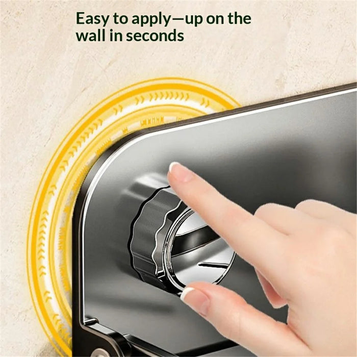 Folding Phone Stand Wall Mounted Bathroom Shelf 90 Degree Foldable Storage Rack Carbon Steel Waterproof Tissue Holder - Gunmetal Grey - 2