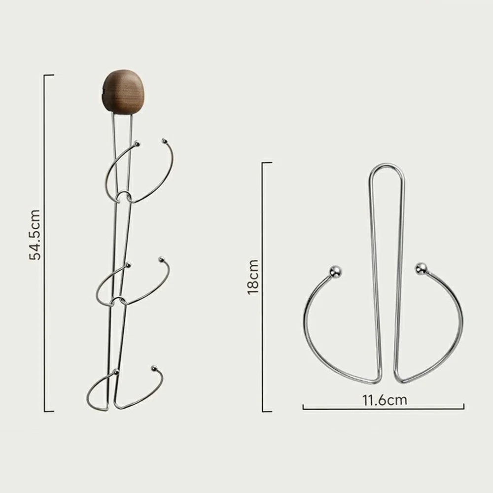 3-Hook Suction Cup Hat Rack No Drill Wall Mount Walnut Wood Hooks Holder for Cap Organization - 7