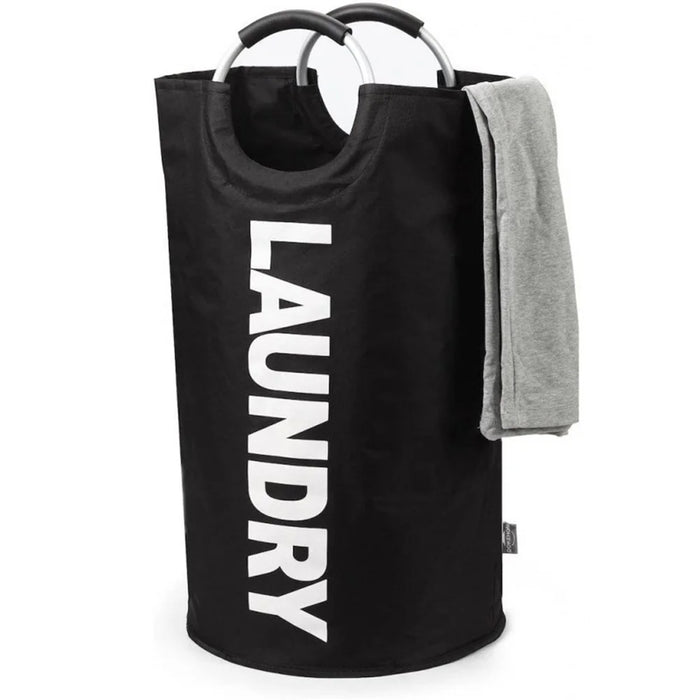 Large Size Collapsible Laundry Basket 600D Oxford Cloth Waterproof Dirty Clothes Storage Basket with Handles - Black - 1