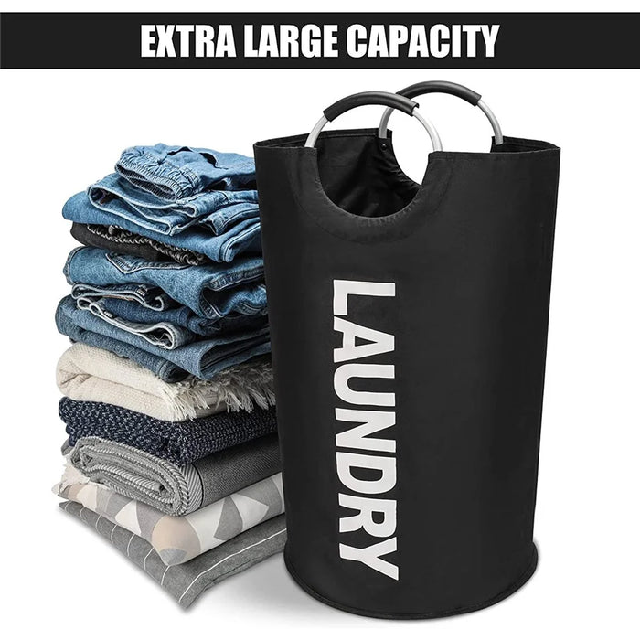 Large Size Collapsible Laundry Basket 600D Oxford Cloth Waterproof Dirty Clothes Storage Basket with Handles - Black - 5