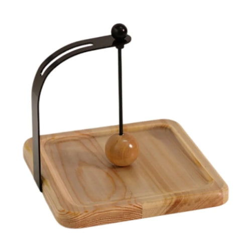 17.5x17.5x14.5cm Pine Wood Iron Napkin Holder Desktop Tissue Dispenser With Gravity Press Ball Design - Pine Wood  /  Varnish - 1