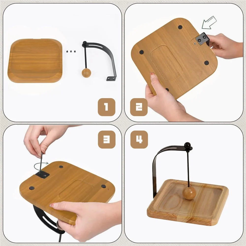 17.5x17.5x14.5cm Pine Wood Iron Napkin Holder Desktop Tissue Dispenser With Gravity Press Ball Design - Pine Wood  /  Varnish - 7
