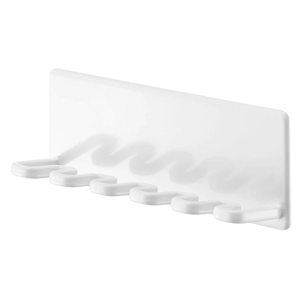 Wall Mounted Toothbrush Holder No Drill Installation 5-Slots Bathroom Toothbrush Razor Organizer - White  /  LH-428 - 1