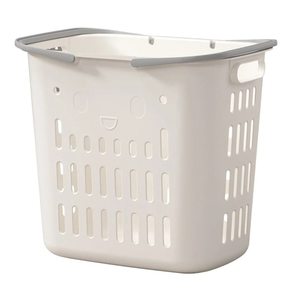 31.7L Large Capacity Laundry Basket Plastic Storage Basket with Handle for Dirty Clothes Toys - Ivory White - 1