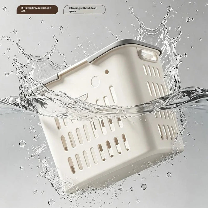 31.7L Large Capacity Laundry Basket Plastic Storage Basket with Handle for Dirty Clothes Toys - Ivory White - 4