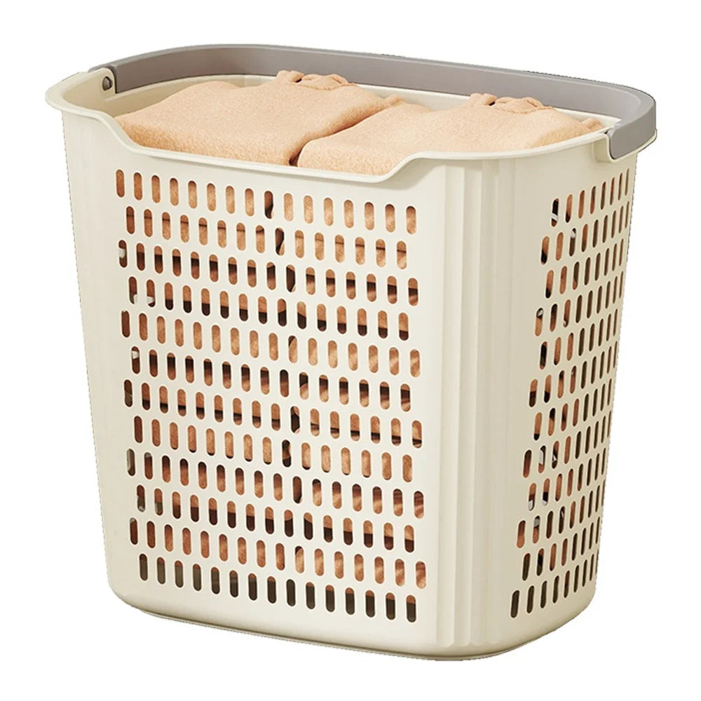 35.5x24x31.4cm Large Laundry Basket with Handle Thickened PP Hollow Storage Basket for Bathroom Clothes, Size L - 1
