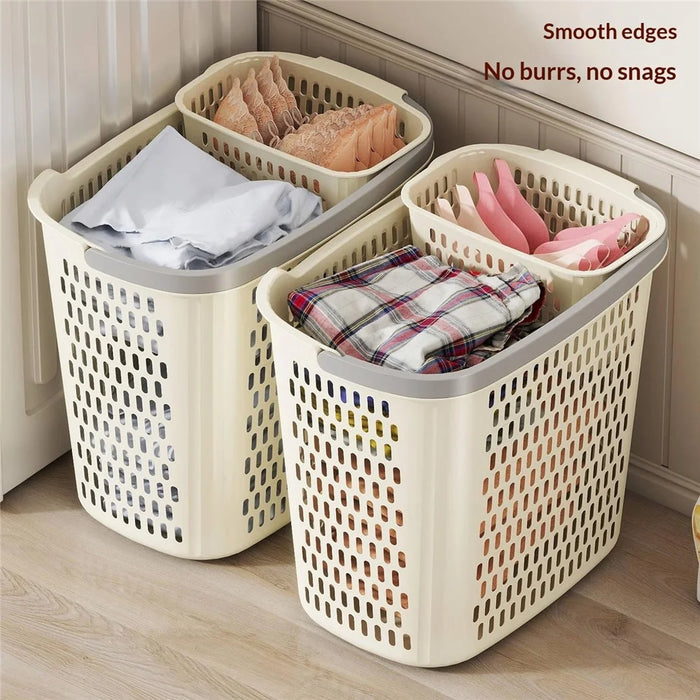 35.5x24x31.4cm Large Laundry Basket with Handle Thickened PP Hollow Storage Basket for Bathroom Clothes, Size L - 2