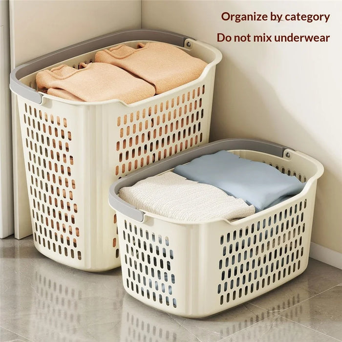 35.5x24x31.4cm Large Laundry Basket with Handle Thickened PP Hollow Storage Basket for Bathroom Clothes, Size L - 3