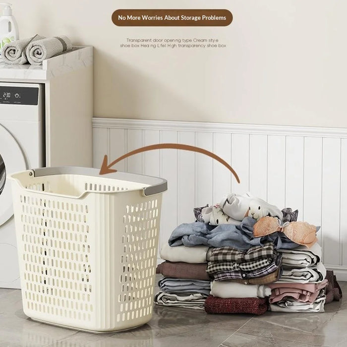 35.5x24x31.4cm Large Laundry Basket with Handle Thickened PP Hollow Storage Basket for Bathroom Clothes, Size L - 4