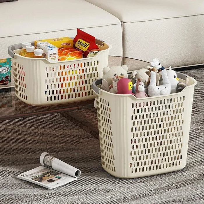 35.5x24x31.4cm Large Laundry Basket with Handle Thickened PP Hollow Storage Basket for Bathroom Clothes, Size L - 7