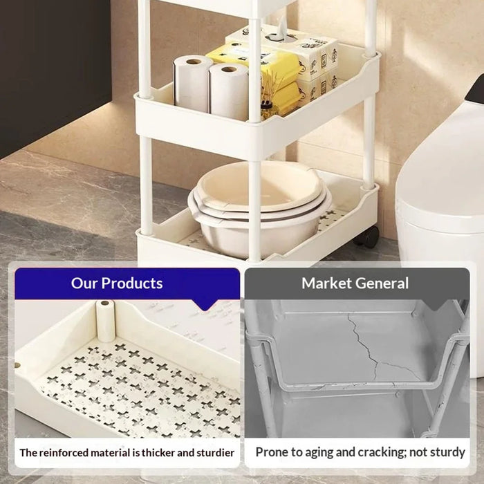 40x15x114cm 5-Tier Rolling Storage Cart Bathroom Gap Storage Rack Drainage Tray Design Mobile Trolley with Wheels - Black - 3