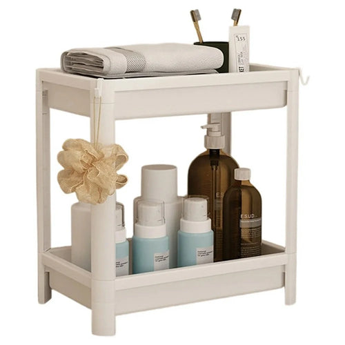 36x23x38.5cm 2-Tier Bathroom Gap Storage Rack Floor Standing Organizer Shelf for Bathroom Kitchen - White - 1
