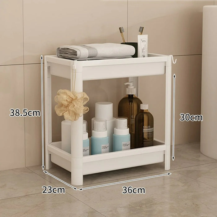 36x23x38.5cm 2-Tier Bathroom Gap Storage Rack Floor Standing Organizer Shelf for Bathroom Kitchen - White - 5
