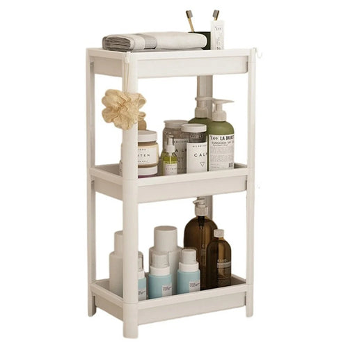 36x23x68.5cm 3-Tier Bathroom Gap Storage Rack Floor Standing Organizer Shelf for Bathroom Kitchen - White - 1