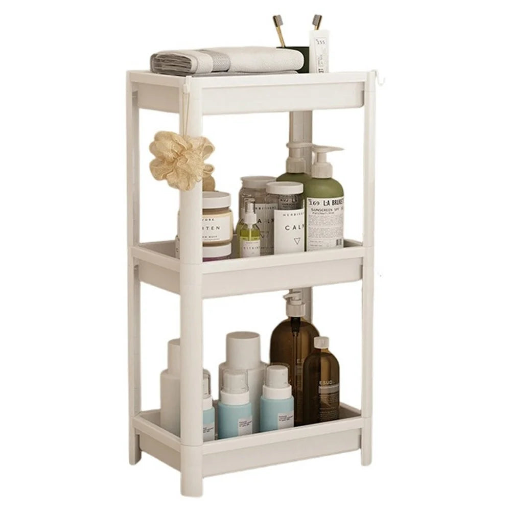 36x23x68.5cm 3-Tier Bathroom Gap Storage Rack Floor Standing Organizer Shelf for Bathroom Kitchen - White - 1
