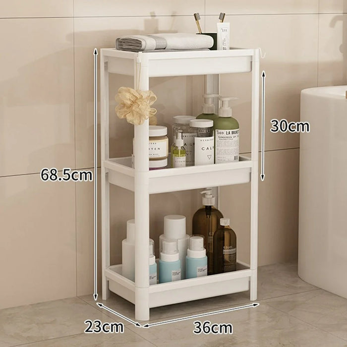 36x23x68.5cm 3-Tier Bathroom Gap Storage Rack Floor Standing Organizer Shelf for Bathroom Kitchen - White - 5
