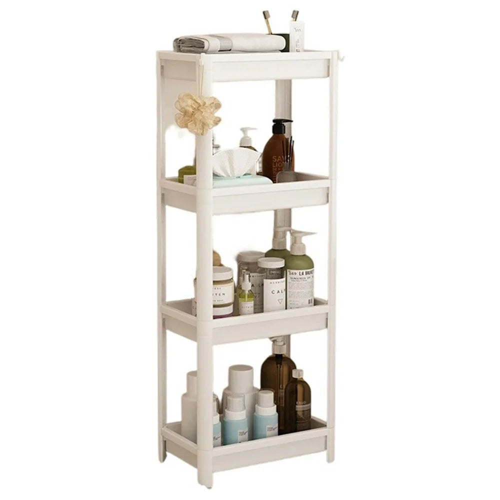 36x23x98.5cm 4-Tier Bathroom Gap Storage Rack Floor Standing Organizer Shelf for Bathroom Kitchen - White - 1
