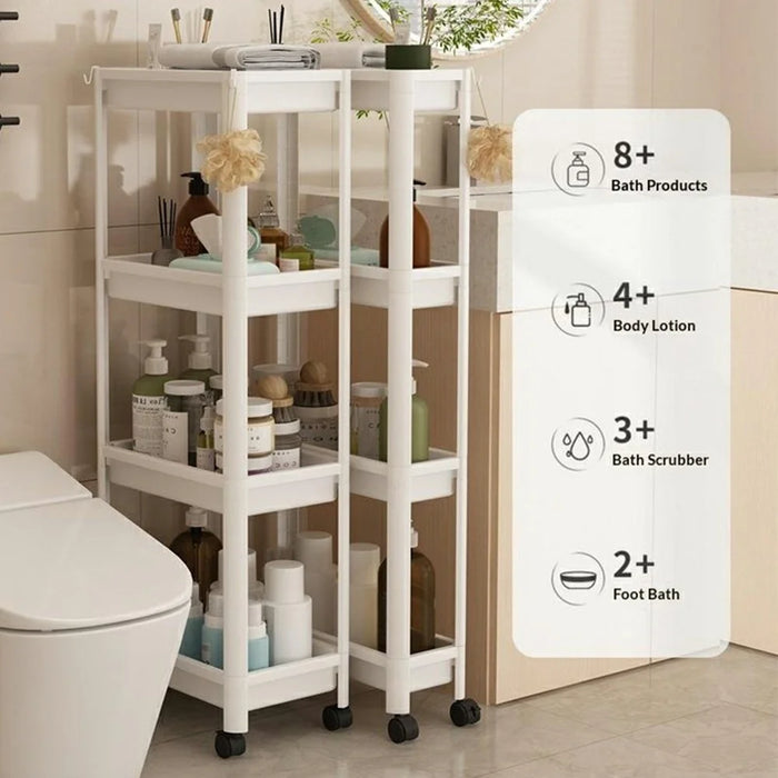 36x23x98.5cm 4-Tier Bathroom Gap Storage Rack Floor Standing Organizer Shelf for Bathroom Kitchen - White - 3